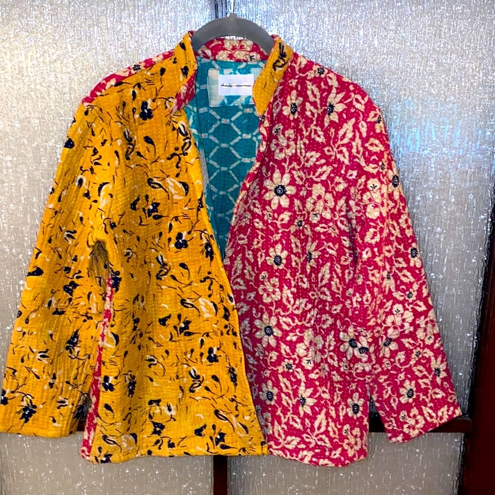 Free People Multicolor Quilted Jacket - Yellow, Pink, Blue